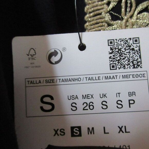 Zara Basic Black Slim Leg Dress Pants Gold Side Leg Embellished Trim Sz S NEW - Picture 8 of 9